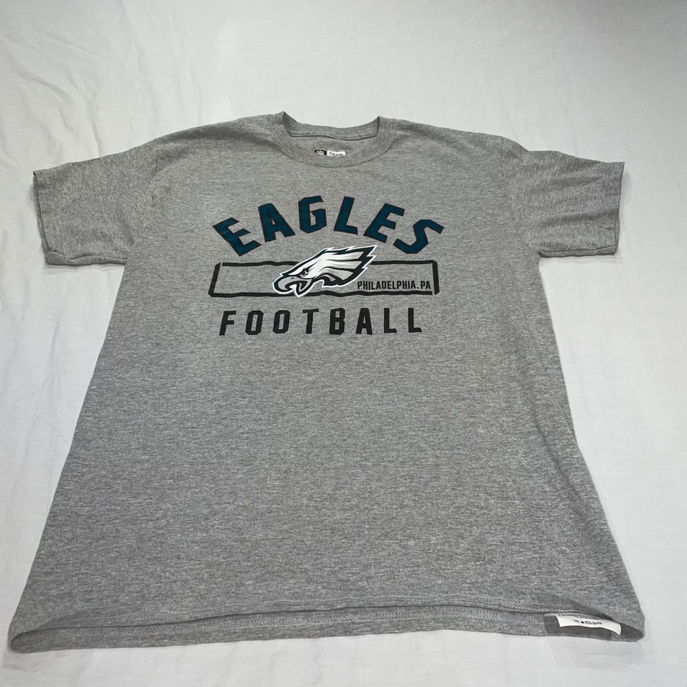NFL Team Apparel Philadelphia Eagles Football Graphic T-Shirt Gray Womens Medium